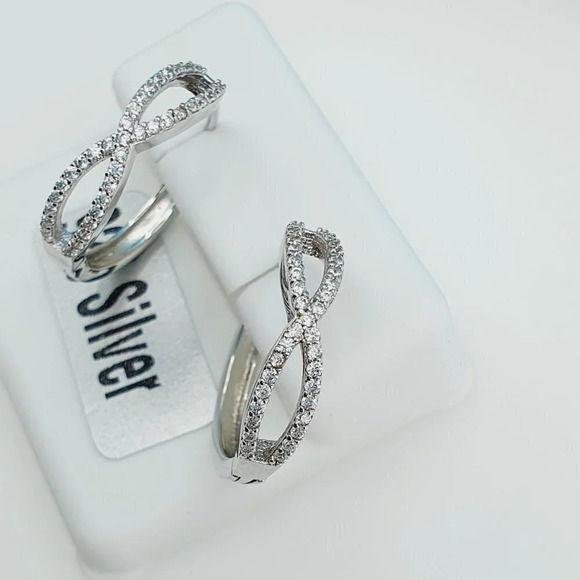 "925 Sterling Silver Cubic Zirconia Earrings, UU1P6A6129 - Picture 7 of 8